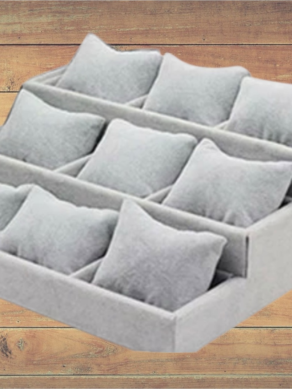 💎 Gray Jewelry Display Tray with Cushions - Home Storage & Organization